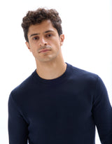 100% cotton crew neck sweater - navy - Runner