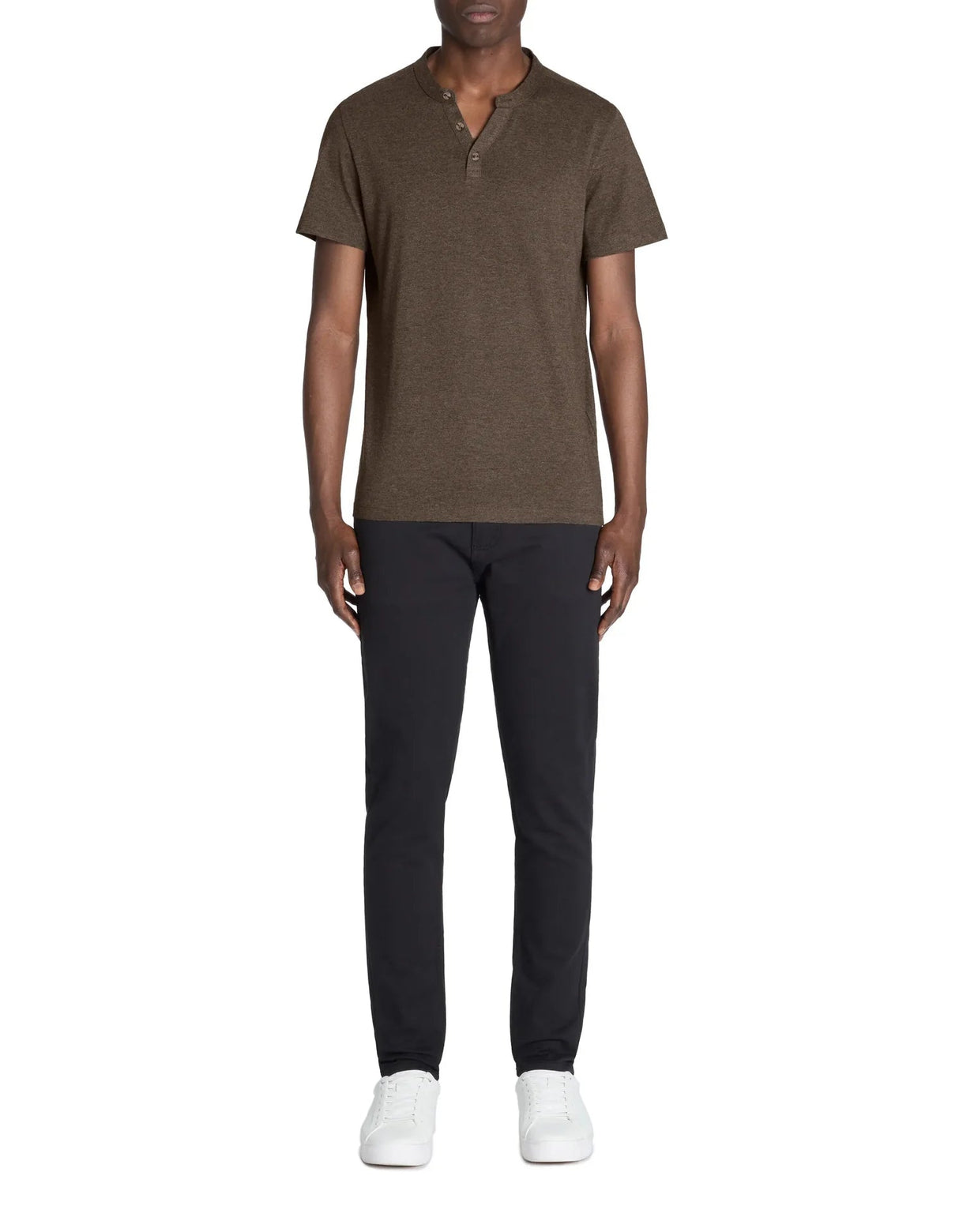100% Cotton Straight Neck T-Shirt - Brown - Runner