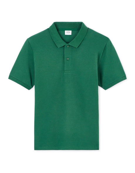 100% Cotton Straight Polo Shirt - Green - Runner