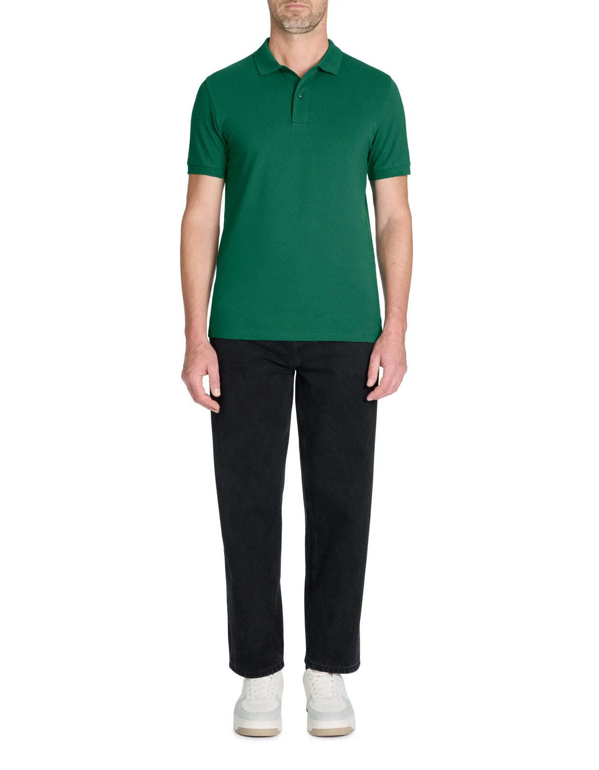 100% Cotton Straight Polo Shirt - Green - Runner