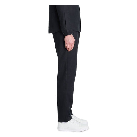 100% Linen Straight Pants - Black - Runner