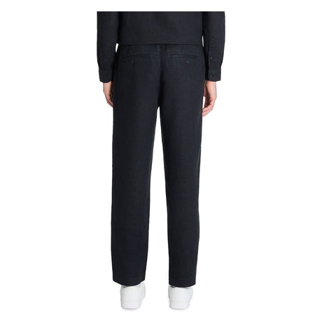 100% Linen Straight Pants - Black - Runner