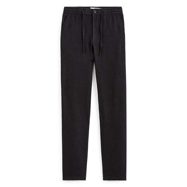 100% Linen Straight Pants - Black - Runner