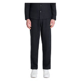 100% Linen Straight Pants - Black - Runner