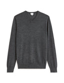 100% Merino Wool V - Neck Sweater - Anthracite - Runner