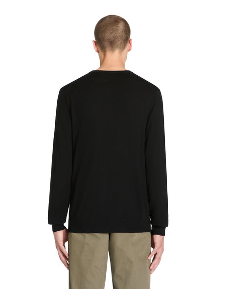 100% Merino Wool V - Neck Sweater - Black - Runner