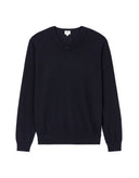 100% Merino Wool V - Neck Sweater - Navy - Runner