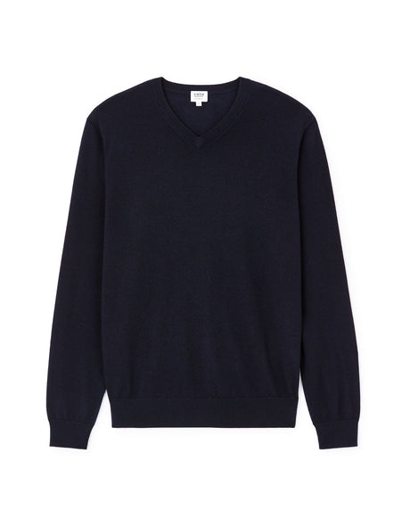 100% Merino Wool V - Neck Sweater - Navy - Runner
