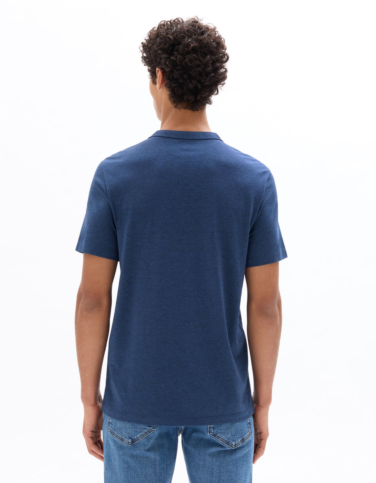 Straight Cut Henley Mixed T-Shirt