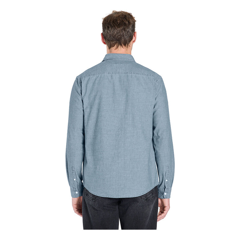 Regular-Fit 100% Cotton Chambray Shirt - Blue