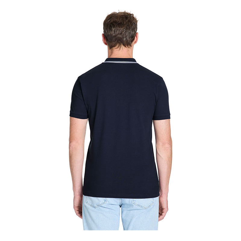 Slim Stretch Cotton Polo Shirt - Navy