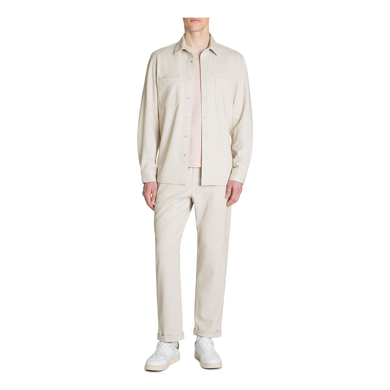 Textured 2-Pocket Overshirt - Beige