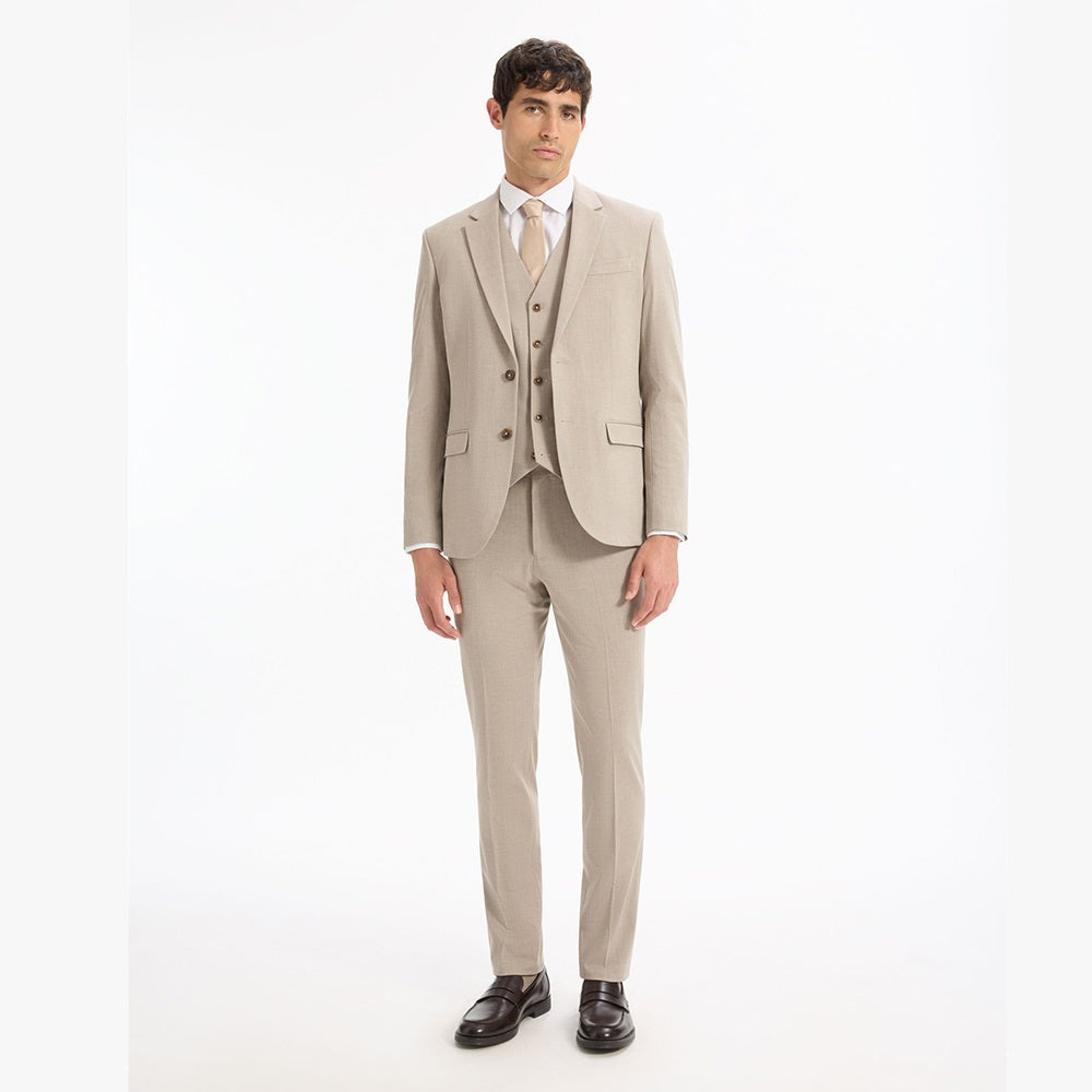 Slim Stretch Suit Jacket - Beige