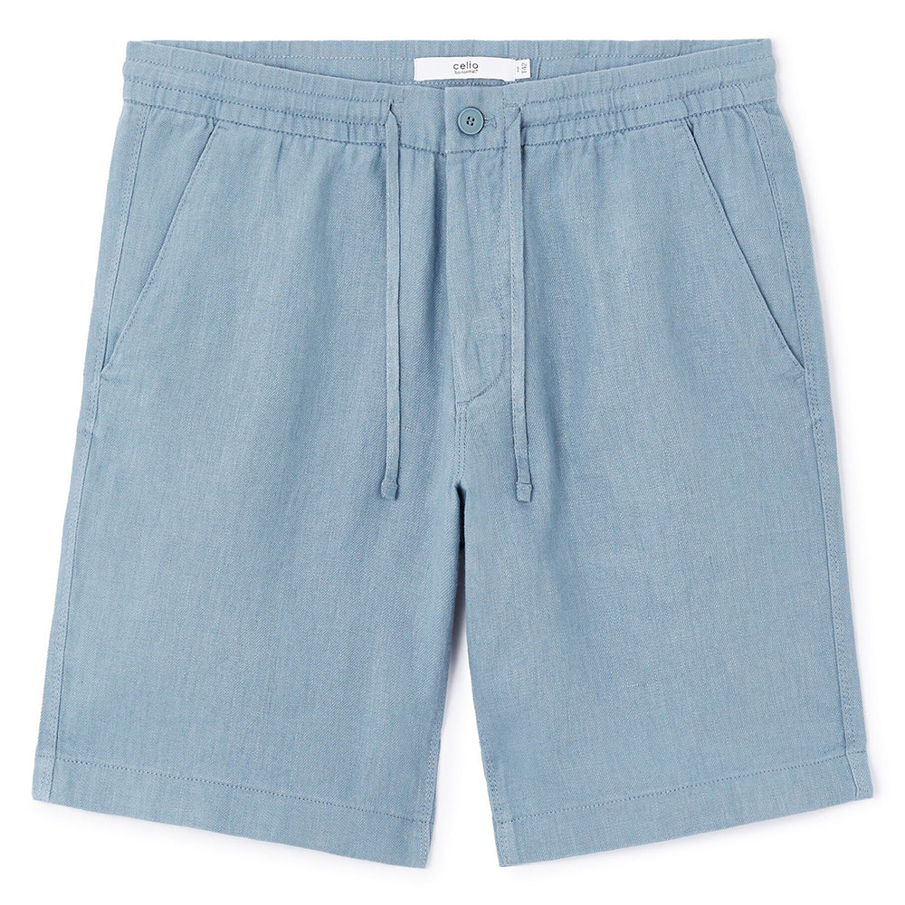 100% Linen Bermuda Shorts - Blue