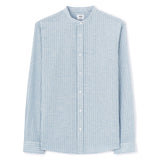 Regular Striped Linen And Cotton Shirt - Blue