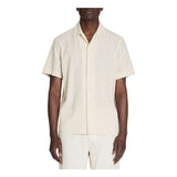 Regular Striped Linen And Cotton Shirt - Beige