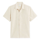 Regular Striped Linen And Cotton Shirt - Beige