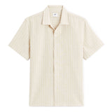 Regular Striped Linen And Cotton Shirt - Beige