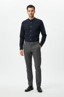Regular Fit Mandarin Collar Shirt In Oxford Cotton