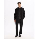 Textured 2-Pocket Overshirt - Black
