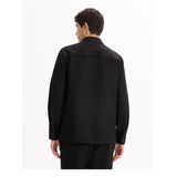 Textured 2-Pocket Overshirt - Black