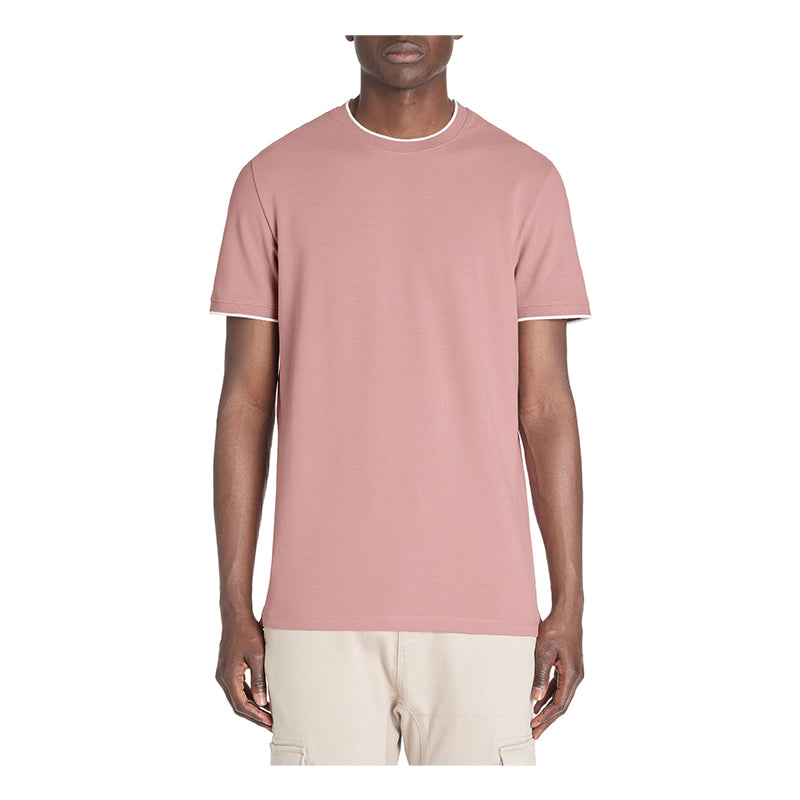 Stretch Cotton Striped Straight-Neck T-Shirt - Purple