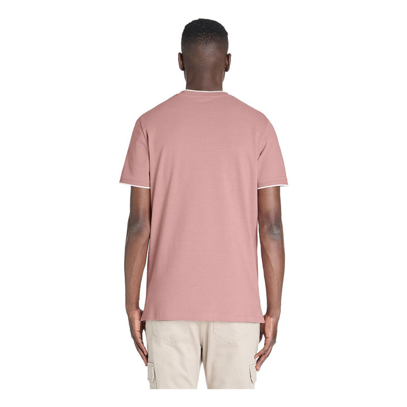 Stretch Cotton Striped Straight-Neck T-Shirt - Purple