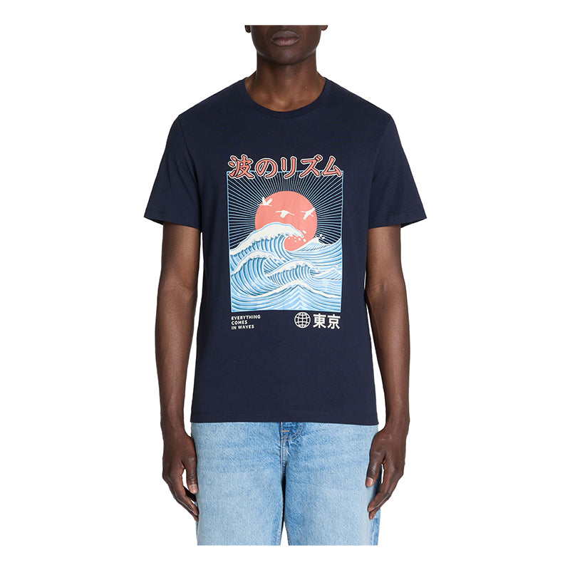 Straight Round Neck T-Shirt 100% Cotton - Navy