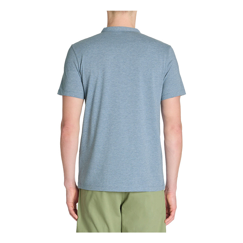 Straight Tunisian Collar T-Shirt - Blue