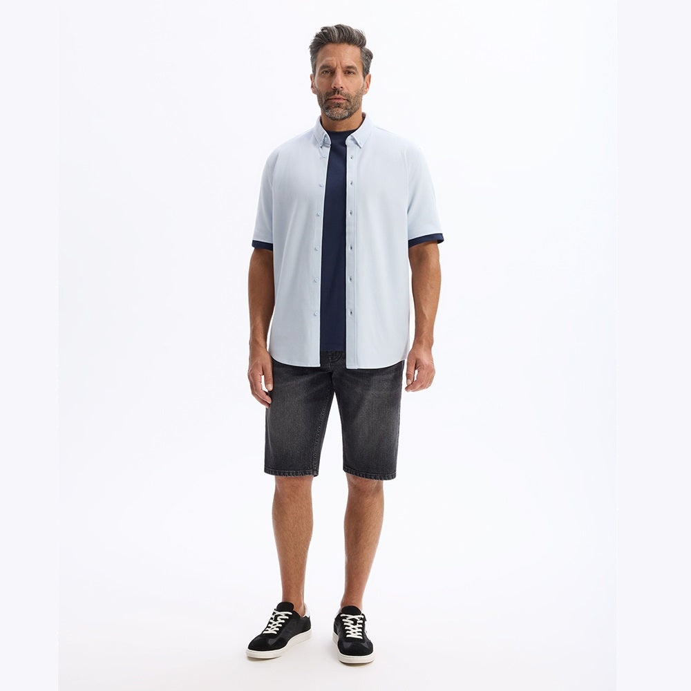 Stretch Cotton Denim Bermuda Shorts - Black