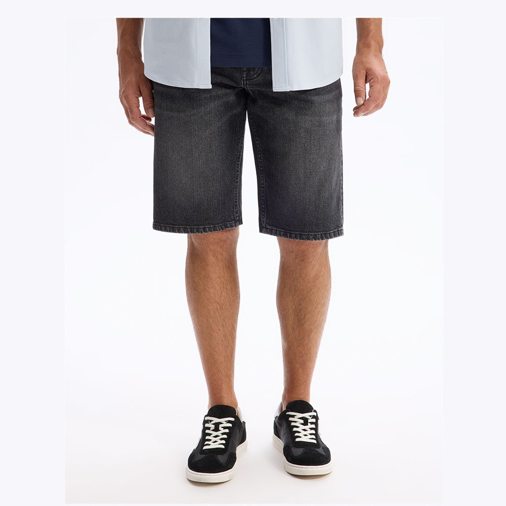 Stretch Cotton Denim Bermuda Shorts - Black