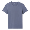 Slim Round-Neck T-Shirt In Stretch Cotton - Gray Blue