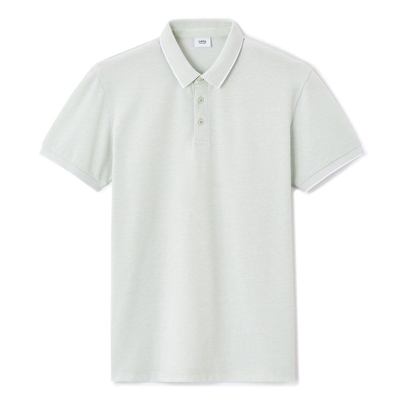 Regular Cotton Blend Polo Shirt - Mineral Green