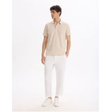 Regular Cotton Blend Polo Shirt - Beige