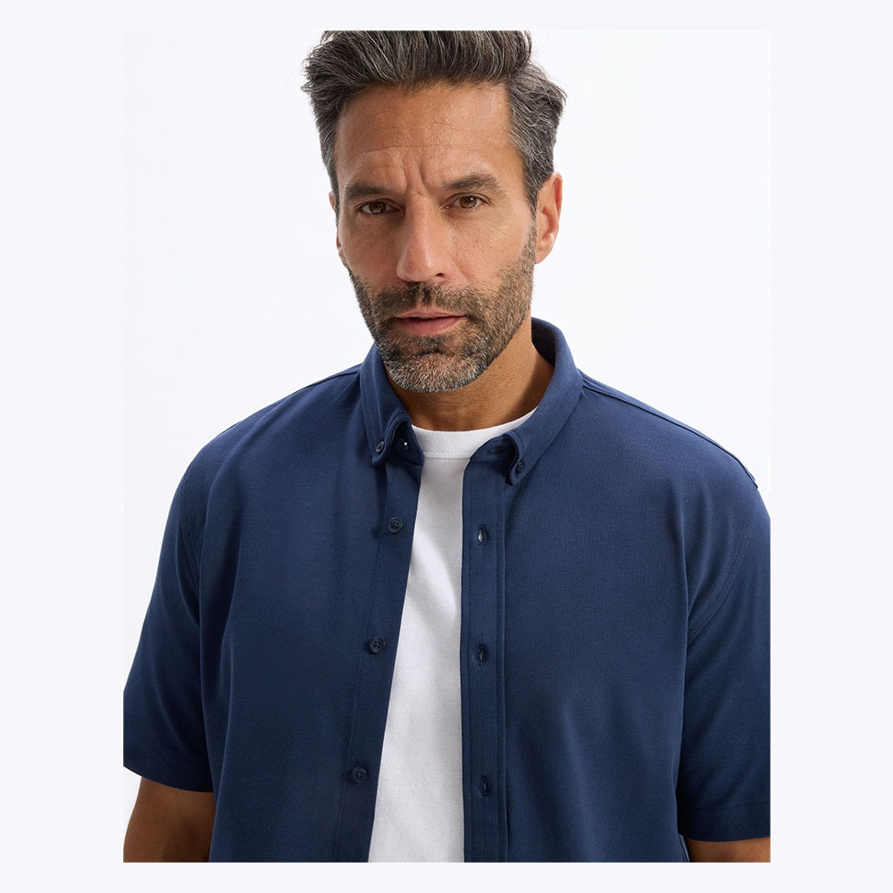 Regular Jersey Pique Shirt - Navy