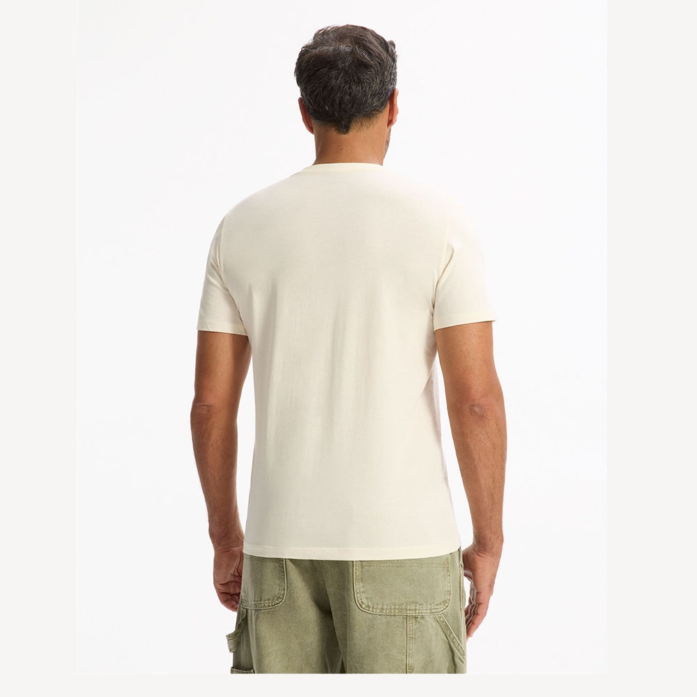 Straight Round Neck T-Shirt 100% Cotton - Beige