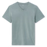 100% Cotton Straight V-Neck T-Shirt - Grey-Green