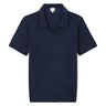 Slim-Fit 100% Cotton Knit Polo Shirt - Navy