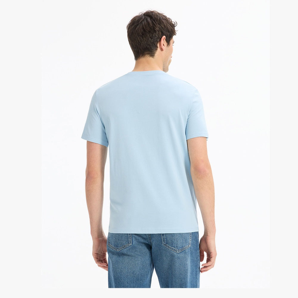 Straight Round Neck T-Shirt 100% Cotton - Light Blue
