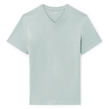 T-Shirt Straight Col V 100% Coton - Light Green