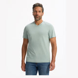 T-Shirt Straight Col V 100% Coton - Light Green