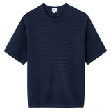 Boxy Crew Neck Openwork Knit T-Shirt