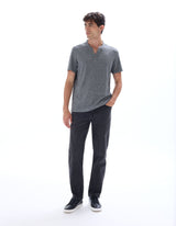 Regular Tunisian-Collar Blended T-Shirt