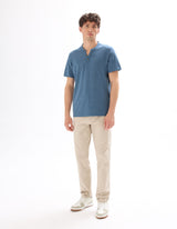 Regular Tunisian-Collar Blended T-Shirt