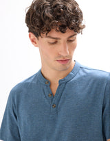 Regular Tunisian-Collar Blended T-Shirt