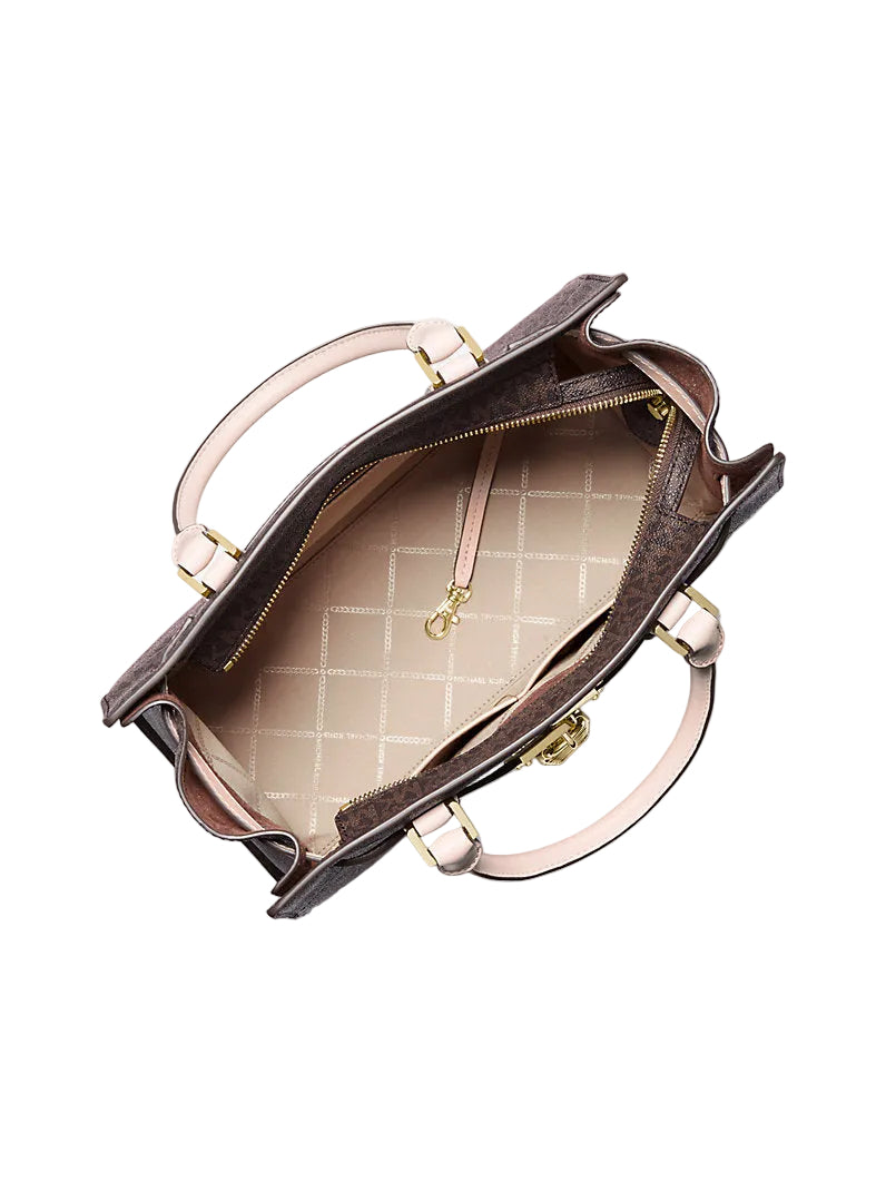 MICHAEL KORS Nouveau Hamilton Large Logo and Leather Satchel Bag MK78