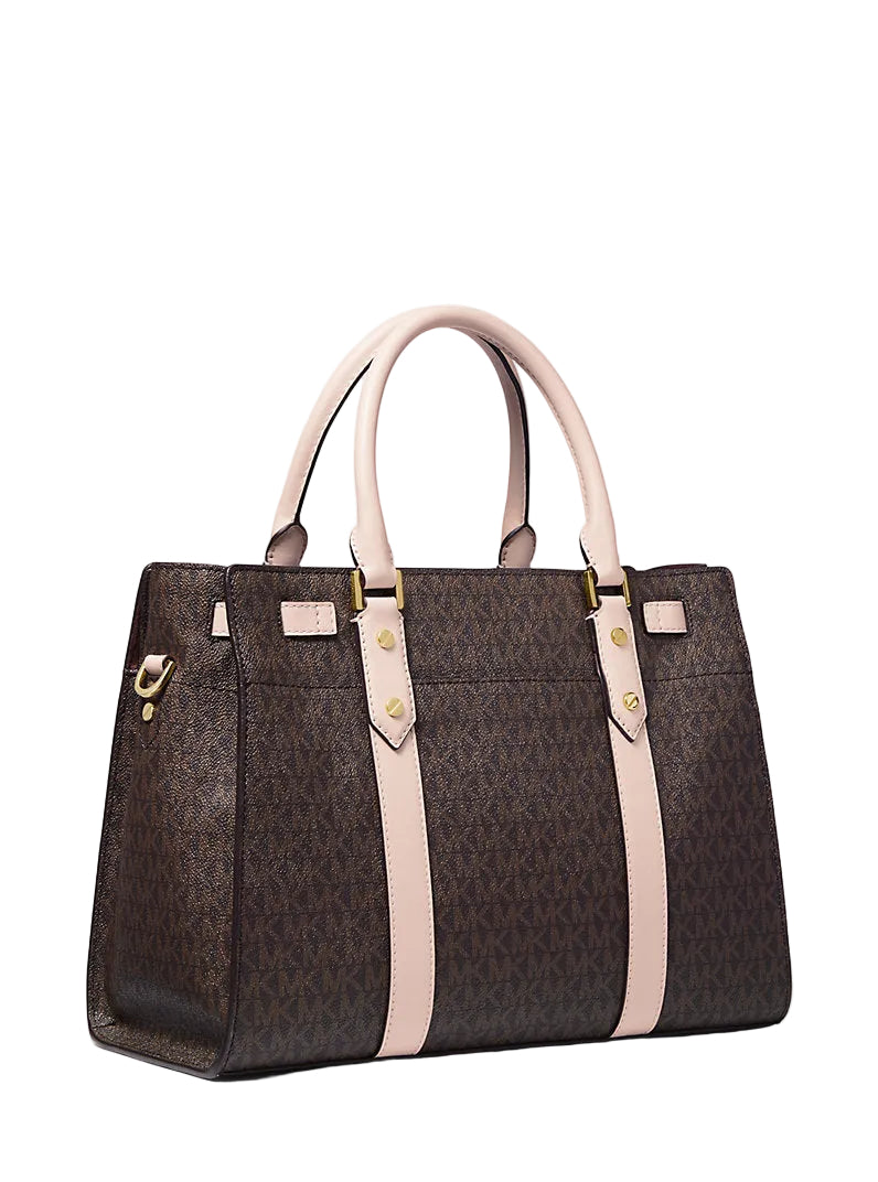 MICHAEL KORS Nouveau Hamilton Large Logo and Leather Satchel Bag MK78