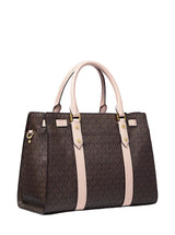 MICHAEL KORS Nouveau Hamilton Large Logo and Leather Satchel Bag MK78