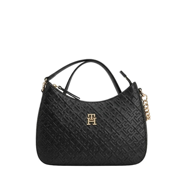 Tommy Hilfiger TH Textured Shoulder Bag Black TB304