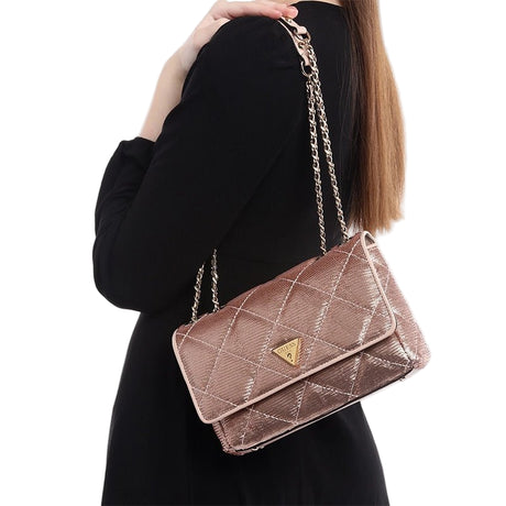 GUESS Sequinned Embellished Structured Shoulder Bag with Quilted Detail BAG - METALLIC - GB6 - Runner
